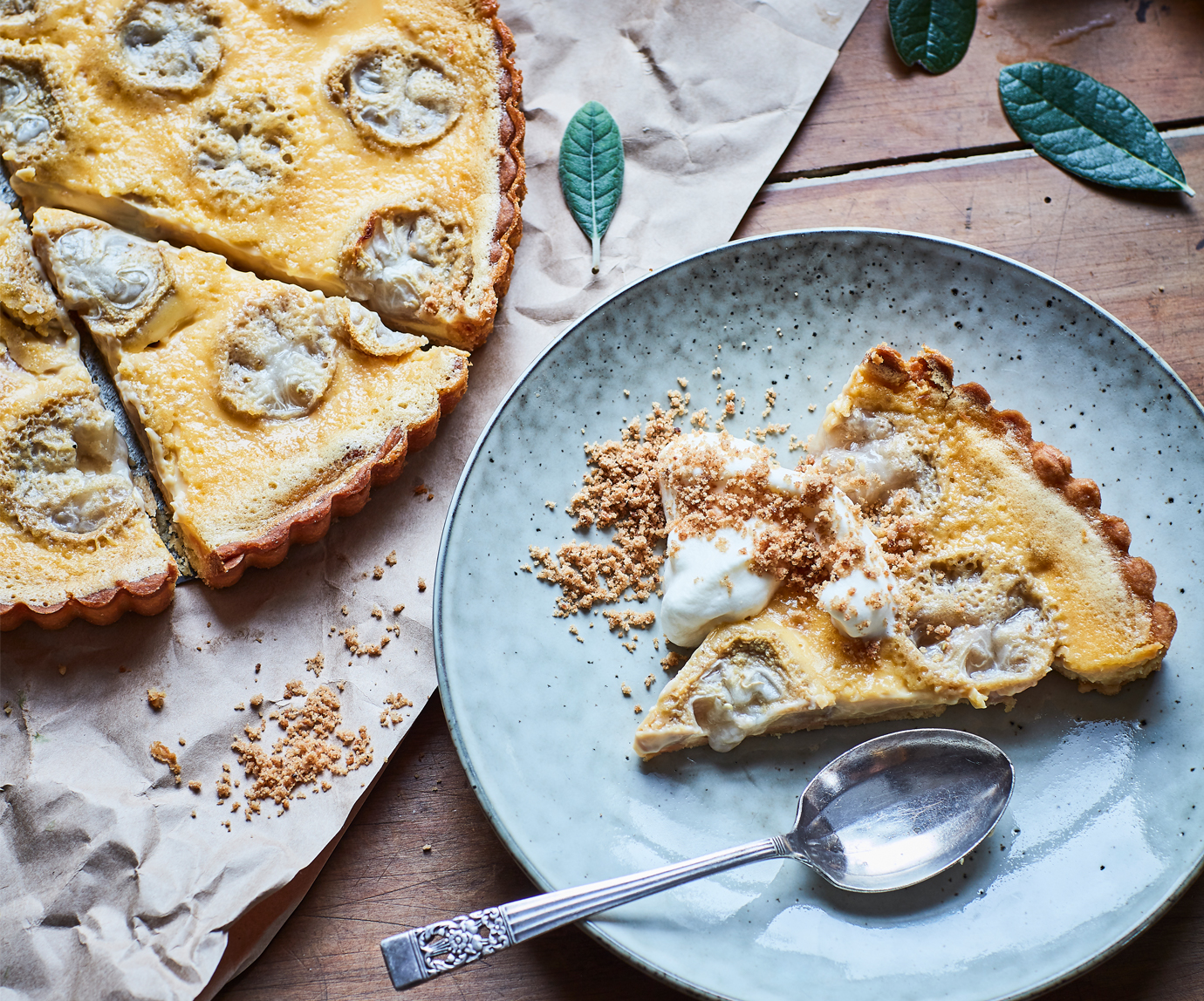 Feijoa custard tart