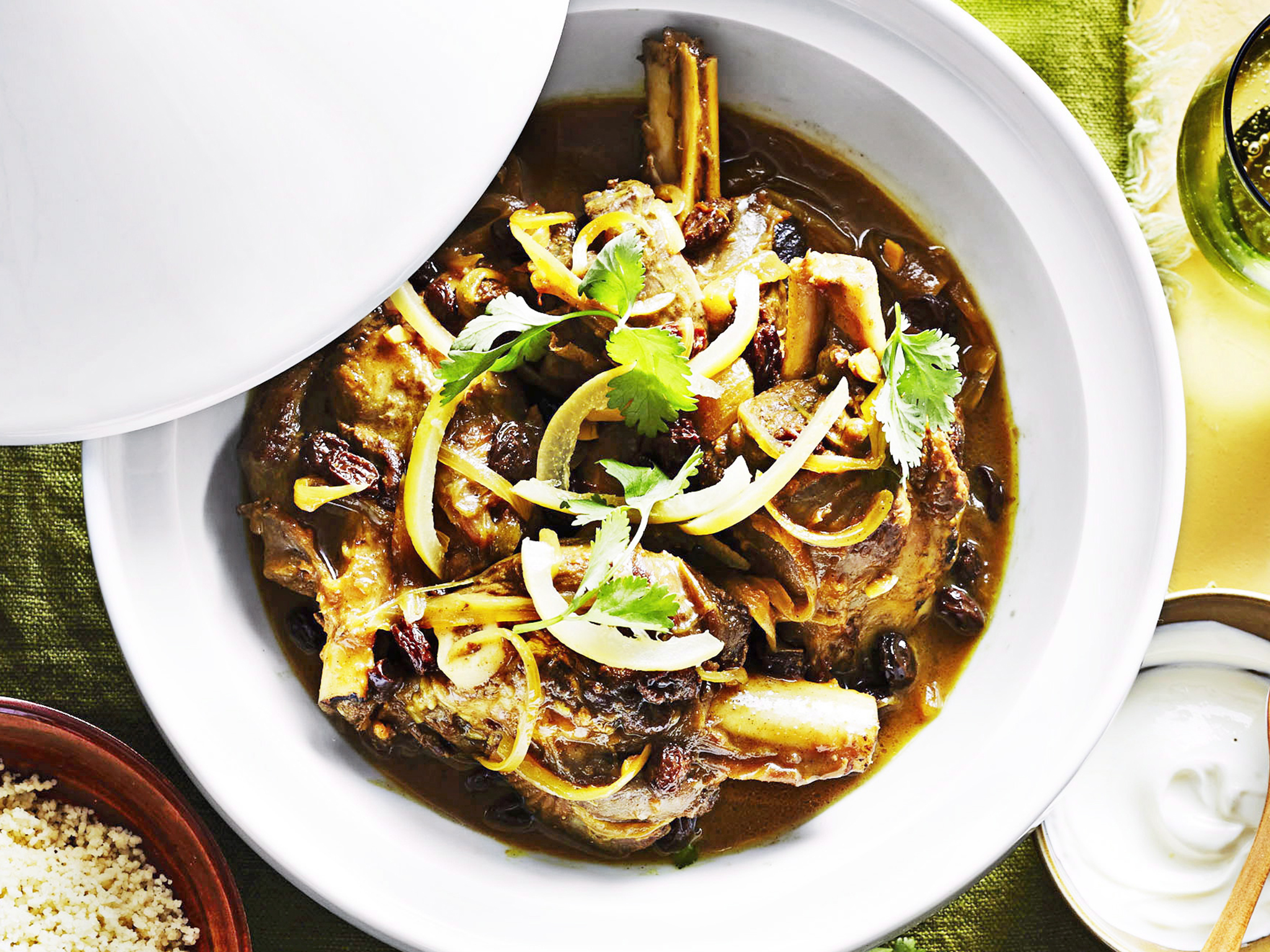 Lamb shank tagine with steamed couscous